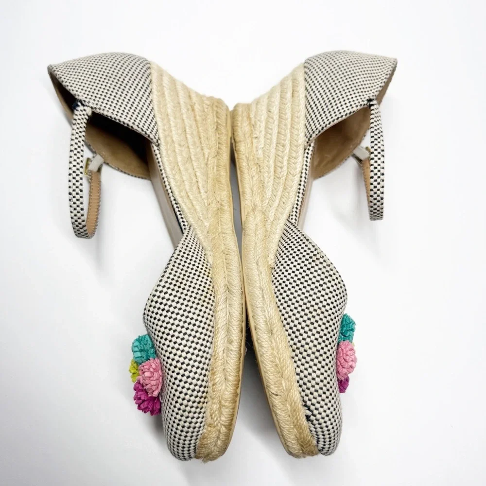 Talbots Lyndsay D’Orsay Pom Two Tone Cotton Espadrille Wedges
